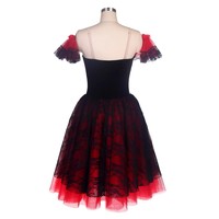 Usine vente chaude femme rouge et noir romantique tutu ballet long doux tutu costumes de danse