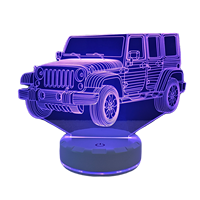 Nouvelle lampe de nuit LED 3D en forme de voiture, personnalisable, clignotante, en ABS, avec télécommande, contemporaine, rechargeable