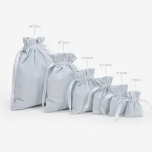 Custom Silk Rope Velvet Jewelry Packaging Draw String Bag Drawstring Pouch With Logo Flat Lay Velvet Drawstring Makeup Bag