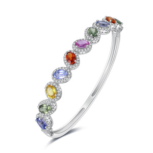 Pulseras de zafiro hechas a mano exquisitas de alta calidad de oro de 18 quilates, color diamante natural, hermosos regalos de entrega rápida para novia - Product Image 1