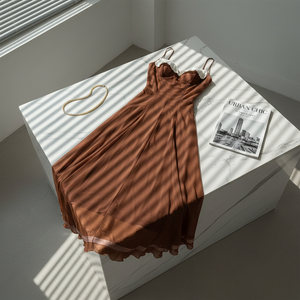 <span class=keywords><strong>Robe</strong></span> longue élégante et luxueuse pour femme, style décontracté, bretelles spaghetti, couleurs contrastées, collection été 2026, idéale pour la plage - Product Image 6