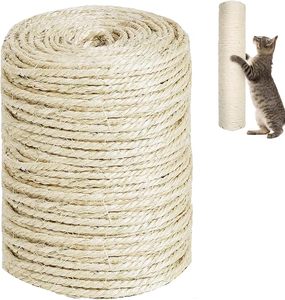 Tali <span class=keywords><strong>Sisal</strong></span> 1/4 inci 6mm fleksibel ramah lingkungan Biodegradable DIY kucing gores memperbaiki tiang penggaruk menara pengganti serat - Product Image 6