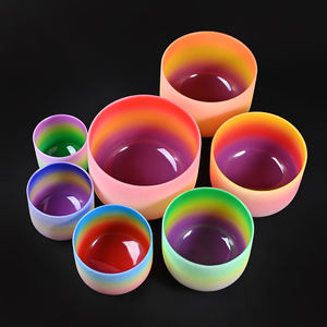 Jinfang 432Hz & 440Hz Instrument de Bain Sonore Ensemble de 7 Bols Chantants en Cristal de Quartz Givré de Couleur Arc-en-ciel pour le Yoga et la Méditation - Product Image 5