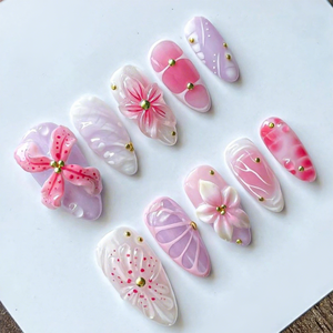 ZHI JIA En gros Capsules d'<span class=keywords><strong>ongles</strong></span> de luxe en résine ABS et époxy 3D, 30 pièces, motif floral et colonne en acier, couleur fraîche, prêtes à poser - Product Image 1