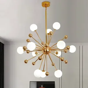 Lampadario a globo per illuminazione cucina e ristorante, lampadario dorato <span class=keywords><strong>in</strong></span> <span class=keywords><strong>plexiglass</strong></span> acrilico, lampada Sputnik a molecole, lampadario italiano - Product Image 3