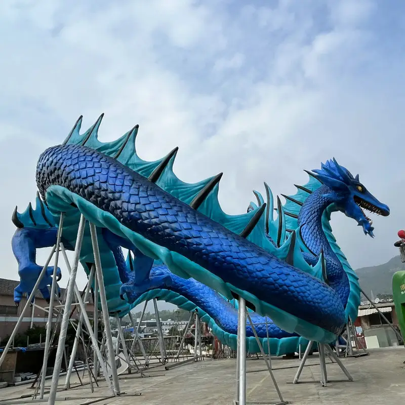 L56m grand FRP dragon sculpture très grande fibre de verre dragon paysage statue grand projet personnalisé pour paysage parc