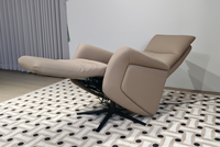 Fauteuil inclinable relaxant en cuir véritable de haute qualité, pivotant, rotatif, électrique, à bascule, à un seul siège, avec chargeur USB