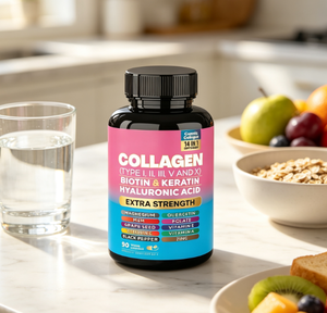 Colágeno antienvejecimiento 64000mcg Multi Colágeno Biotina Queratina 14 en 1 Cápsulas de Colágeno Vitaminas para Cabello, Piel y Uñas Suplemento de Colágeno - Product Image 1
