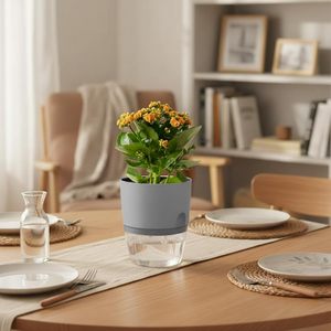 Vaso Autoirrigante con Base Trasparente, Ecologico, in Plastica ABS Durevole, con Indicatore di Livello dell'Acqua, Design Moderno per Giardino e Vivaio - Product Image 2