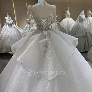 Vestido de Novia Jancember DW0154, Estilo Princesa, Cuello Alto, Lentejuelas, Corte Imperio, para Fiesta Formal o Boda - Product Image 5