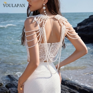 YouLaPan VG39 Neue Handgefertigte Vollperlen-Körperkette für Miss Soccer Bühnenshow Halskette mit Quasten Edle Perlen Braut Hochzeitsschleier - Product Image 2