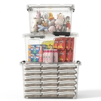 Boîte de rangement transparente en plastique PP durable et empilable avec couvercle pour jouets et vêtements de bébé, idéale pour la lessive à domicile - Vente en gros