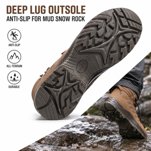 Bottes de randonnée imperméables pour hommes, dessus en daim, semelle extérieure en caoutchouc antidérapante, chaussures de randonnée en montagne pour la randonnée, le camping et la randonnée à dos - Product Image 5