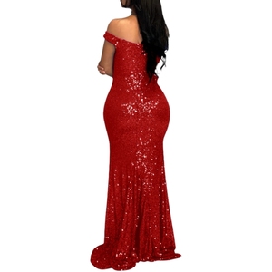 เดรสเซ็กซี่เปิดไหล่ข้างเดียว แต่งเลื่อม ผ่าสูง สำหรับผู้หญิง แฟชั่นสุดฮิต ลดราคา - Product Image 2