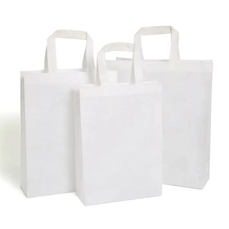 Tas Tote Promosi non-voven tahan lama penggunaan ekonomi plastik tas jinjing kanvas menyesuaikan Logo grosir perusahaan hadiah