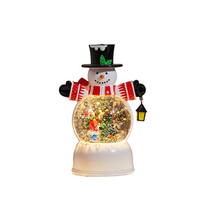 Lanterne à eau musicale écologique de style européen, petite, avec Père Noël et bonhomme de neige, veilleuse lumineuse, ornement artisanal - Product Image 4