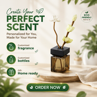 Diffuseur de parfum d'ambiance personnalisé écologique, flacon en verre carré de luxe, diffuseur à roseaux avec bouchons en bois noir, vente chaude