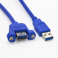 Cable USB 3.0 Extendido Tipo Panel con Conector Macho a Hembra, Tornillos de Bloqueo, Cable de Datos de Alta Velocidad con Conductor de Cobre para