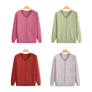 Maglione Lavorato a <span class=keywords><strong>Maglia</strong></span> con Effetto <span class=keywords><strong>Glitter</strong></span> e Perline Termosaldate, Scollo a V, Pullover per <span class=keywords><strong>Donna</strong></span> - Product Image 3