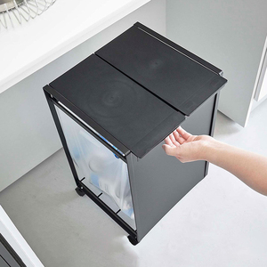 Nuevo suelo de cocina de acero implícito con ruedas, estante para cubo de basura, bolsa de basura para sala de estar, estante colgante para carrito, soporte de clasificación de basura - Product Image 2