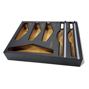 Yüksek kaliteli Minimalist tasarım çok fonksiyonlu 3-in-1 duvara monte siyah bambu sarılmak Film kesici Wrap dağıtıcı mutfak için - Product Image 3