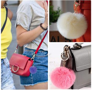 Gros Grand Faux <span class=keywords><strong>Pompon</strong></span> Rouge Argent Rose Boule Boule de Fourrure Boule de Fourrure <span class=keywords><strong>Pompon</strong></span> Porte-clés Boules Bouffantes - Product Image 6