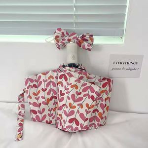 Parapluie pliant automatique compact anti-vent pour voyage, protection solaire UV, motif floral, 8 baleines, double usage, pour femme et fille - Product Image 1
