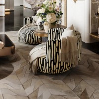 Fauteuil pivotant moderne Voxhome, fauteuil d'appoint en tissu rayé, base en bois massif pour salon, hôtel, appartement