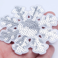 Patchs brodés flocon de neige scintillant pour Noël, en feutre écologique avec sequins argentés, applique thermocollante DIY pour chapeau d'hiver et pull