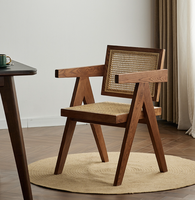 Haute qualité luxe salle à manger bois Restaurant chaise rotin tissage accoudoir salle à manger chaise pour hôtel maison