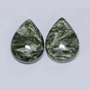 100% serafinita natural piedra preciosa suelta cabujón piedra preciosa suelta venta al por mayor lote forma de pera y piedras preciosas finas uso fabricación de joyas - Product Image 2