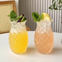 Mug à boisson froide en verre borosilicate transparent de 480 ml, en forme d'ananas, à simple paroi, pour l'été, tasse à café en verre