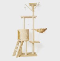Grand arbre à chat en bois, griffoir multi-niveaux, meuble d'intérieur pour animaux de compagnie