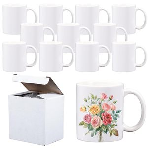 Taza de Café de Porcelana Blanca de 11 oz, Diseño Nórdico, Ecológica, para Regalos Empresariales, Apta para Lavavajillas y Microondas, para Té, Latte, Chocolate Caliente - Product Image 1