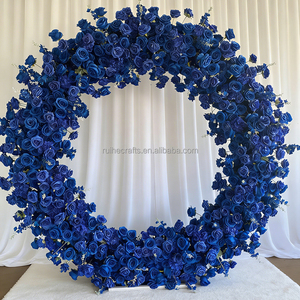 <span class=keywords><strong>Arche</strong></span> florale rectangulaire en rose artificielle bleu royal bon marché à un seul côté pour la décoration de scène de fond de mariage - Product Image 3