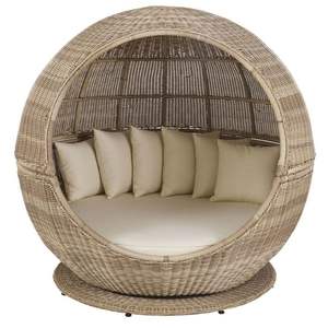 Cozy Cushioned Weather-Resistant Modern Outdoor <b>Rattan</b> Bird's Nest <b>Daybed</b> for Hotel Dining Backyard Napping Outdoor Furniture - Product Image 1