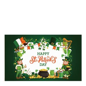 ธงสามเหลี่ยมสองด้านขนาด 3*5 ฟุต สำหรับวันเซนต์แพทริก ลายใบโคลเวอร์ ทำจากผ้าสักหลาด พิมพ์ด้วยเทคนิคดิจิทัล เหมาะสำหรับตกแต่งลานกลางแจ้ง - Product Image 1