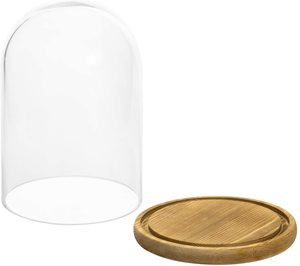 수제 투명 유리 클로슈 벨 자 캔들 돔 (블랙/화이트 받침대 포함) - 결혼 선물, 집 장식용 - Product Image 4