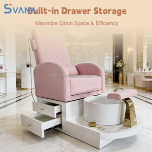 เก้าอี้นวดเท้าไฟฟ้าปรับระดับได้ สีชมพู ไม่มีท่อ สำหรับร้านทำเล็บ พร้อมอ่างน้ำวน ไฟ LED 7 สี ระบบระบายน้ำอัตโนมัติ - Product Image 5