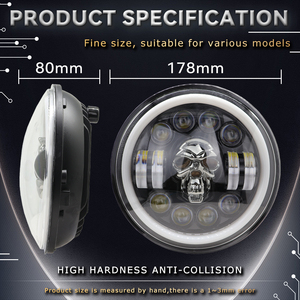 Faro LED Rotondo JHS da 7 Pollici con Occhio <span class=keywords><strong>d</strong></span>'Angelo RGB Halo, Abbaglianti/Anabbaglianti, DRL per <span class=keywords><strong>Auto</strong></span> <span class=keywords><strong>d</strong></span>'<span class=keywords><strong>Epoca</strong></span>, Moto, Fuoristrada, Camion 12-24V, OEM di Fabbrica - Product Image 2