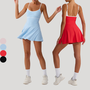 Couleur bloquant une pièce robe de Tennis sangle réglable robe de Tennis à l'épreuve des squats robe de Tennis contrôle du ventre pour les femmes - Product Image 1