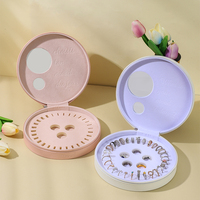 Étui à bijoux circulaire en cuir PU avec miroir pour logo personnalisé, organiseur de voyage, ensemble portable vegan de qualité boutique