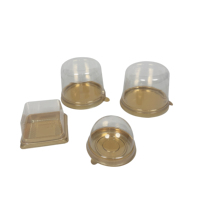 Boîte d'emballage dorée pour pâtisserie, fournitures de fête, boîte à muffins, cupcakes, tranches de gâteau, boîte à dessert individuelle en plastique avec couvercle transparent pour pâtisserie à domicile