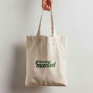 Custom Reusable White Canvas Tote Bag Hand-Held and Shoulder Cotton Grocery Shopping Cloth Bag - Product Image 1