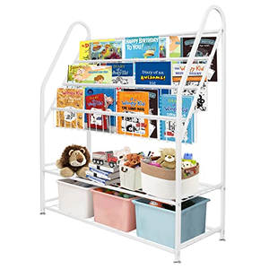 ชั้นวางหนังสือเด็กโลหะแบบเรียบง่าย 5 ชั้น สำหรับเก็บหนังสือภาพและของเล่น ชั้นวางของสำหรับเด็กและผู้ปกครอง จัดระเบียบของใช้ในบ้าน - Product Image 1