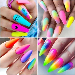 2 cajas de pigmento de uñas arcoíris que brillan en la oscuridad, polvo colorido de fósforo, brillo cromado, degradado, decoración de uñas - Product Image 6