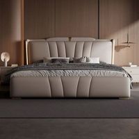 Cadre de lit rembourré souple de luxe moderne et haut de gamme Lit en cuir véritable Double King Queen Size à vendre