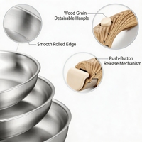 Ensemble de poêles à frire 4 pièces en acier inoxydable durable et écologique, poignées en bakélite, fond capsule, compatible induction, passe au lave-vaisselle