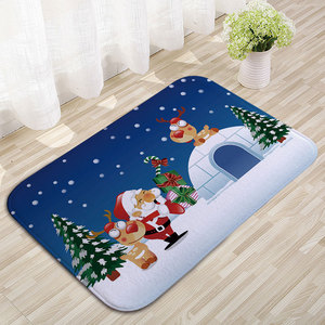 Nuevas alfombrillas de franela transfronterizas, tapetes para puertas, estampados por transferencia térmica, navideños y festivos, absorbentes para cocina y baño. - Product Image 2