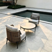 Ensemble de meubles de jardin en rotin, meubles de loisirs d'extérieur, ensemble de sièges de patio avec table basse ronde pour la vie en plein air